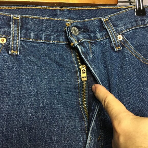 Levis Mens 505 Regular Fit Blue Jeans size 38x29 Cotton Denim Pants Copper Rivet - Picture 8 of 14